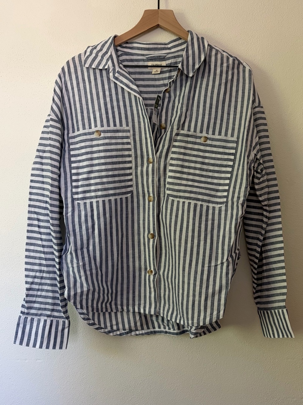 UpWest Blue and White Striped Button-Down Shirt
